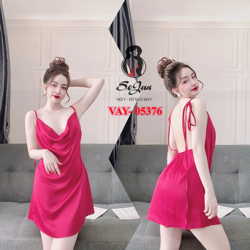 [Mã BMINC50 giảm 10% đơn 99K] Váy ngủ sexy SOJUN Đầm ngủ Cổ đổ quần vải lụa LATIN &lt;58kg