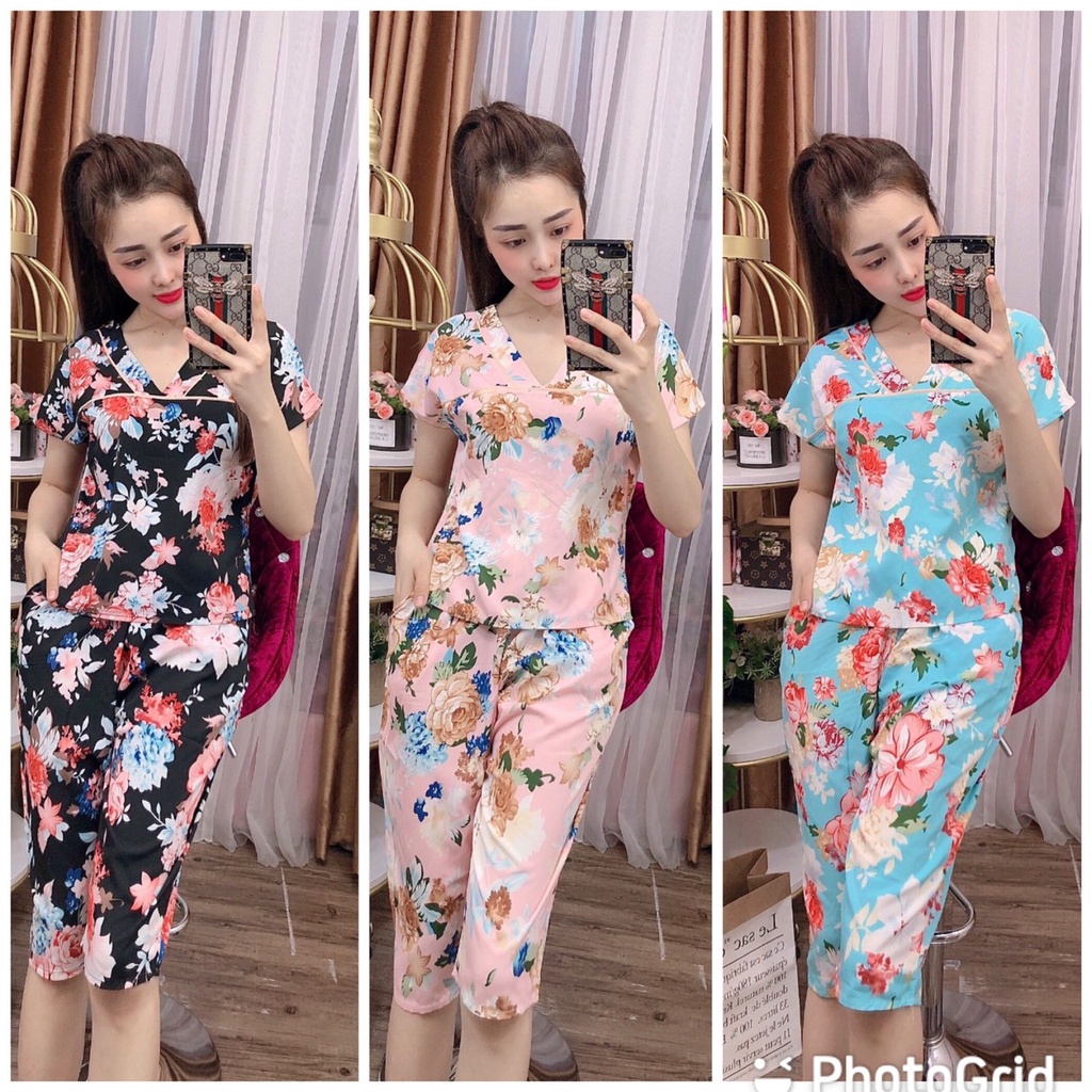 Đồ bộ lửng lụa mặc nhà size 40-69kg (KTC79)