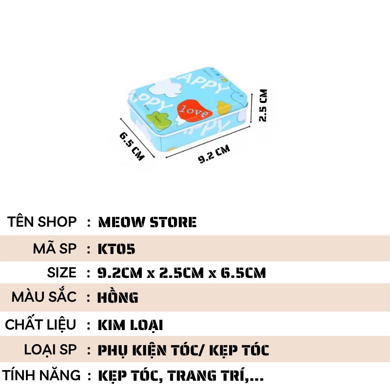 Kẹp tóc kẹp tâm xỉa màu đen dễ thương thời trang hộp 100 cái MEOW STORE KT05
