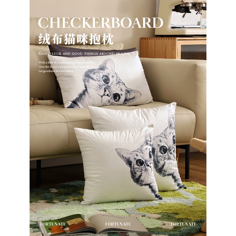 ☼♕○Gối Tựa Lưng Hình Mèo Trắng Đen 0804