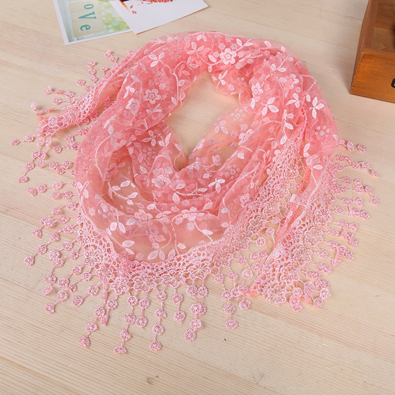 Khăn Choàng Ren Hoa Tua Rua Thời Trang Cho Nữ