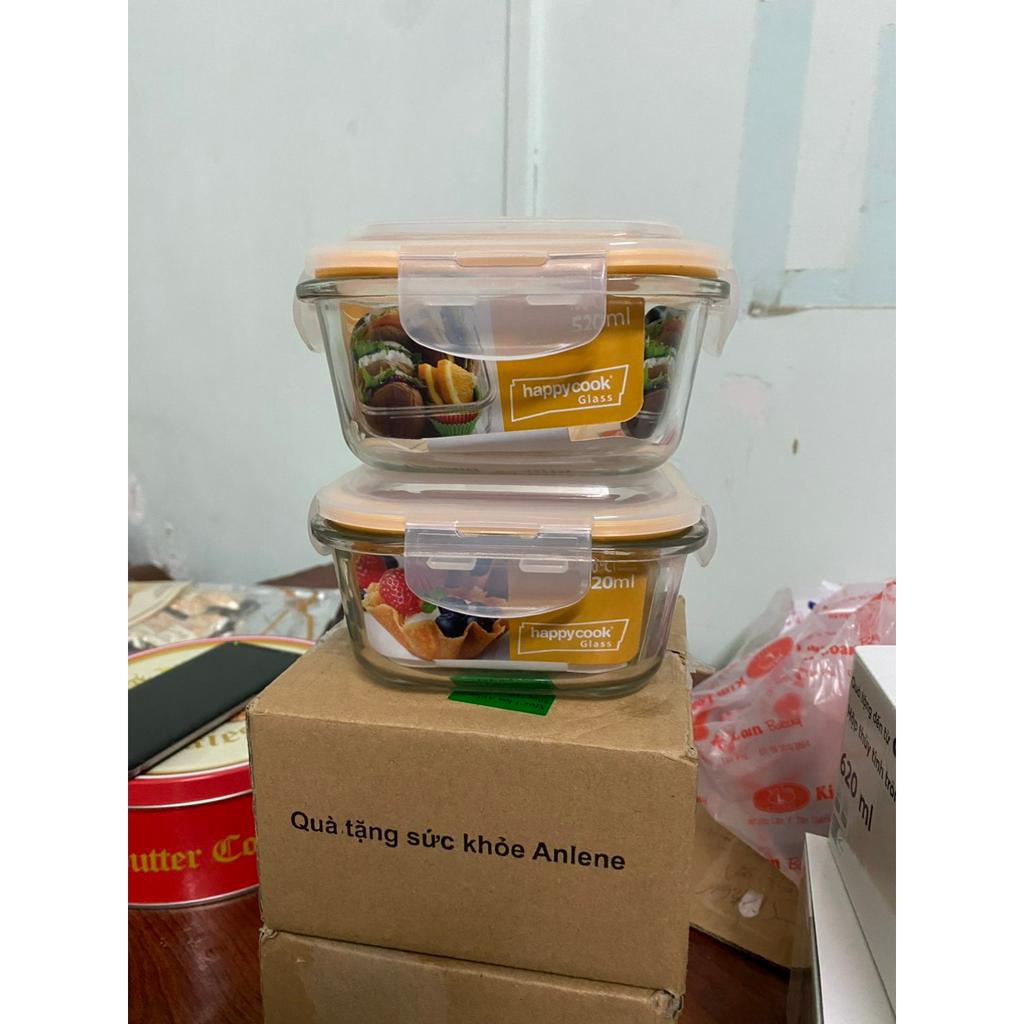 COMBO 2 HỘP THỦY TINH 520ML HAPPY COOK QUÀ TẶNG SỮA ANLENE