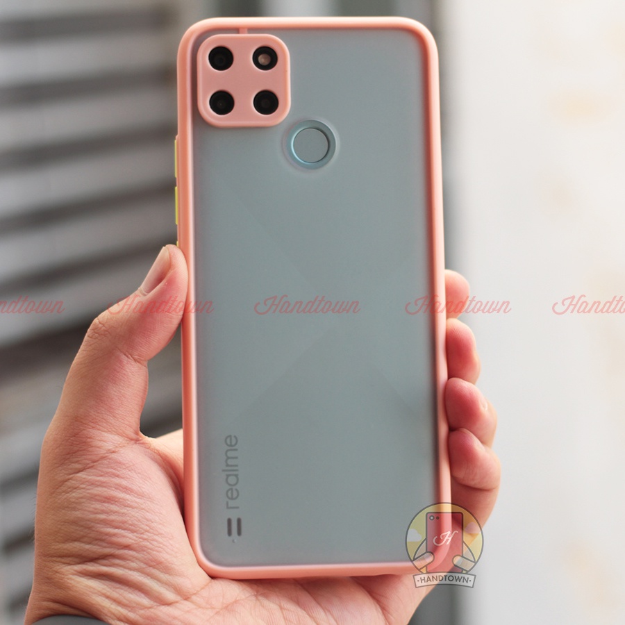 Ốp Lưng Nhám Realme C21Y C21 C20 C25 C11 C12 C15 C17 2020 2021 Viền Màu Thời Trang TPU Chống Sốc Viền Dẻo Lưng Cứng