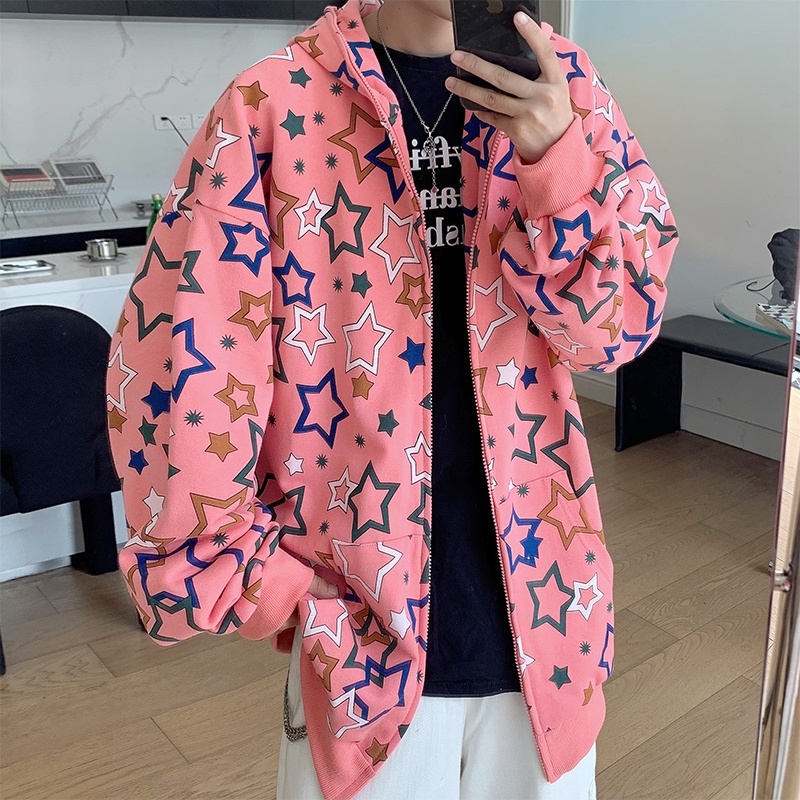 Áo hoodie Có Khóa Kéo In Hình Ngôi Sao Thời Trang Hàn Quốc Cho Nam