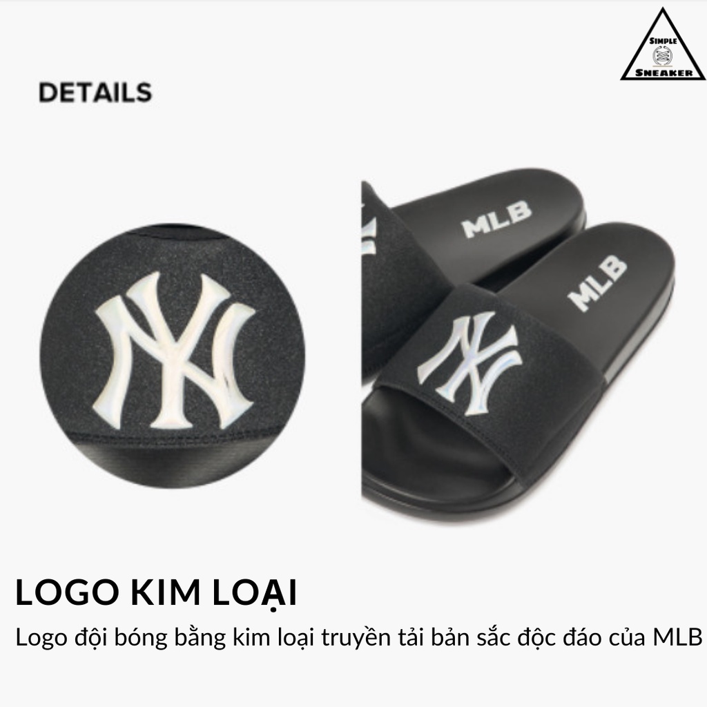 Dép MLB New Mound Black Hologram CHÍNH HÃNG MLB New Mound New York Yankees - Dép Quai Ngang Hàn Quốc - Simple Sneaker