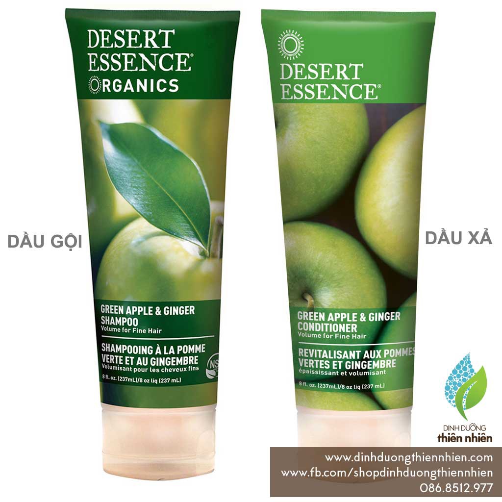 Dầu Gội Hữu Cơ Desert Essence, Giúp Tóc Dày, Hương Táo & Gừng, 237ml