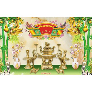 Tranh dán tường Tranh phòng thờ sức khỏe tài lộc (tích hợp sẵn keo)