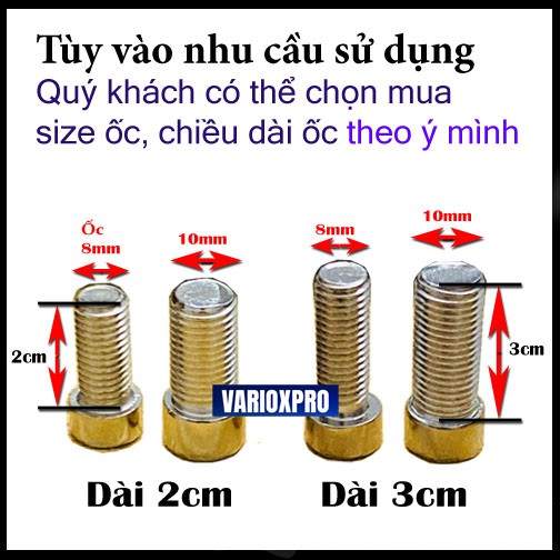 Ốc chân kính đầu lục giác 8mm - 10mm (đủ cả 2 loại Thuận - Nghịch)