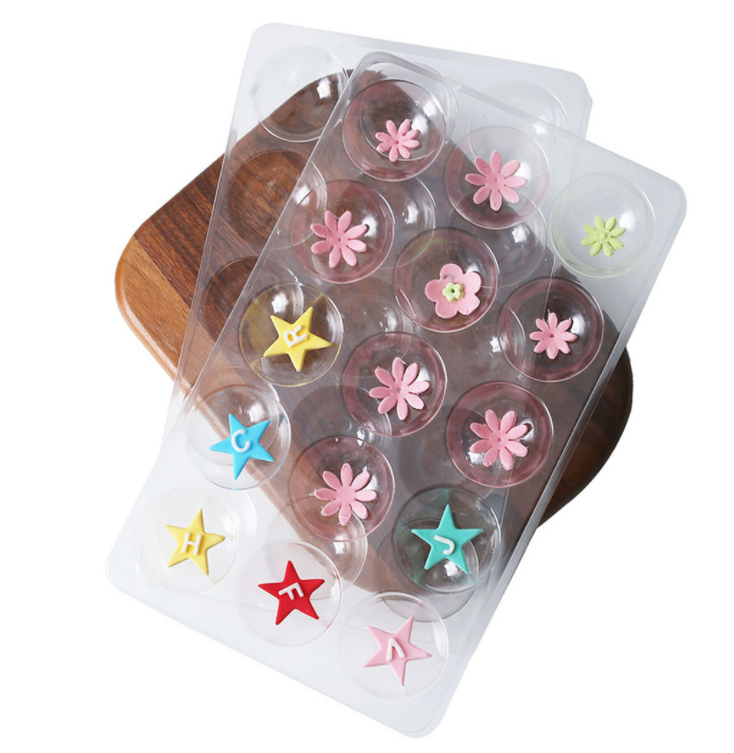 Set 2 Khuôn Nhựa Trong Suốt 15 Lỗ Tạo Hình Cánh Hoa Trang Trí Bánh Kem