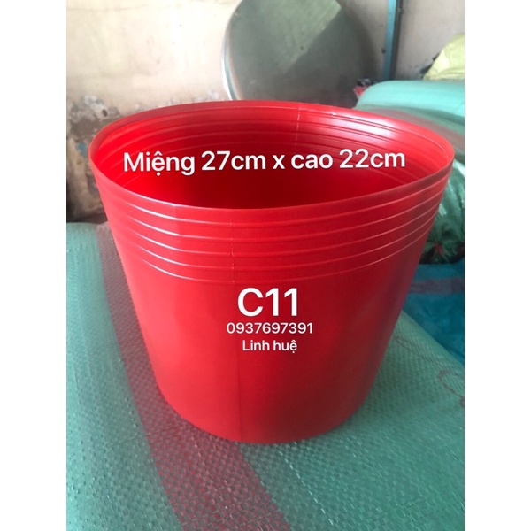 Chậu Nhựa Trồng Cây C11 Màu Đỏ Dày Dặn