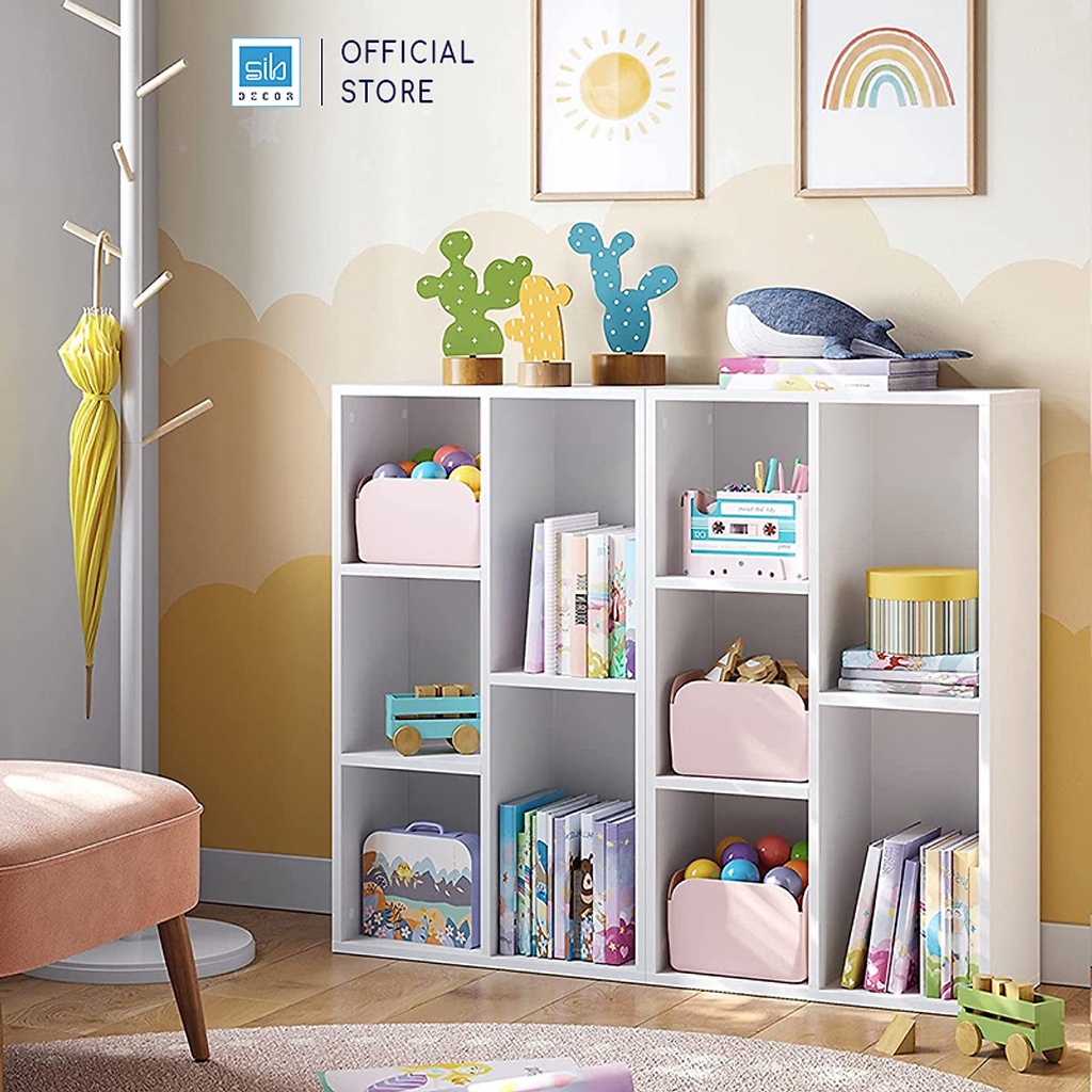 Kệ Sách Gỗ 5 Ngăn Có Hậu SIB Decor Kích Thước 80 x 50 x 24cm