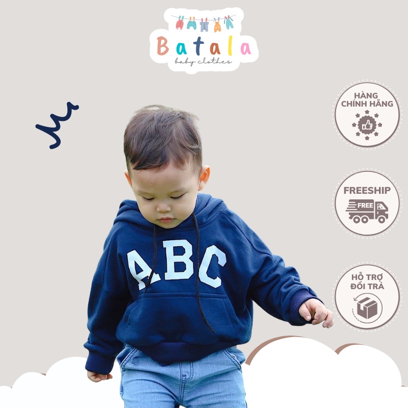 Áo nỉ cho bé BATALA KIDS, hoodie cho bé trai và bé gái dày dặn in chữ ABC