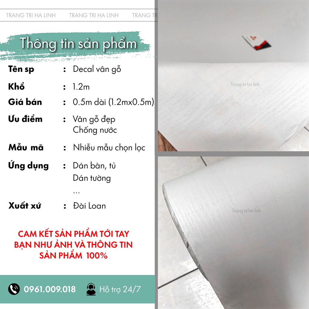 Giấy dán tủ gỗ bàn học, decal giả vân gỗ chống thấm nước dễ dàng lau chùi khổ 1.2mx0.5m