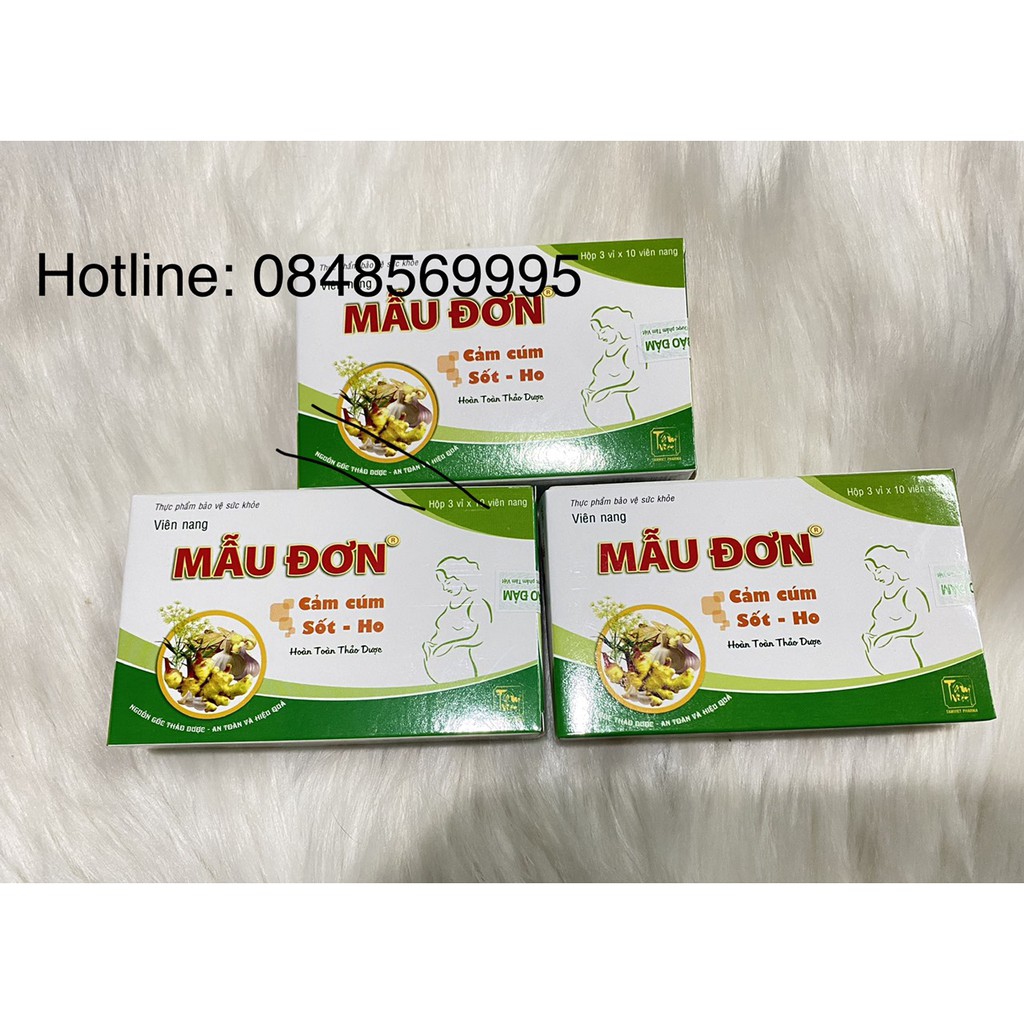 Cảm cúm MẪU ĐƠN hộp 30v - Chiết xuất hoàn toàn thảo dược-Dùng được cho phụ nữ có thai-Bổ phế, giảm ho, giảm cảm cúm, sốt