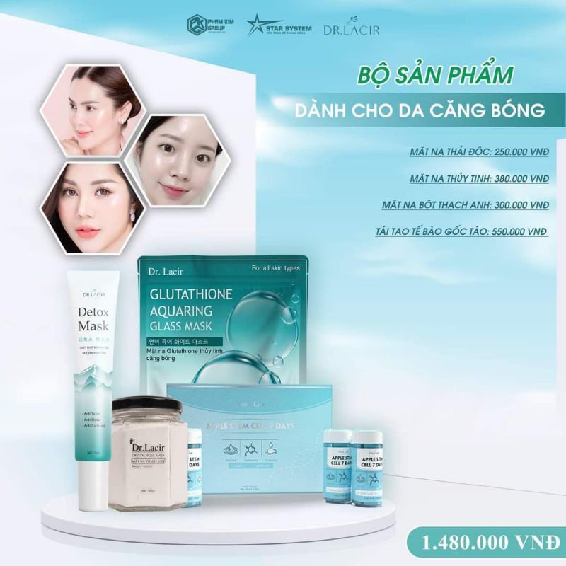 bộ sản phẩm căng bóng chống lão hóa