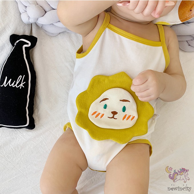 Bộ Áo Liền Quần Sát Nách In Họa Tiết Dễ Thương Cho Trẻ Sơ Sinh