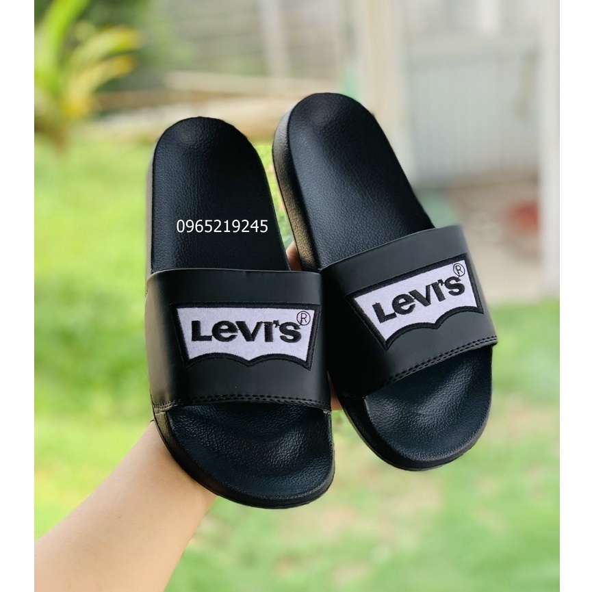 ♥️ Freeship+Hộp ♥️ Dép 𝐋𝐄𝐕𝐈❜𝐒, dép quai ngang nam nữ, dép quai ngang thể thao nam nữ thêu chữ nổi màu đen