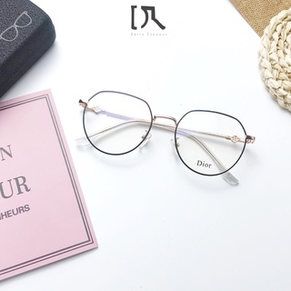 Gọng Kính Cận Nữ Kim Loại Mắt Đa Giác Form To Màu Vàng Đen DORISEYEWEAR