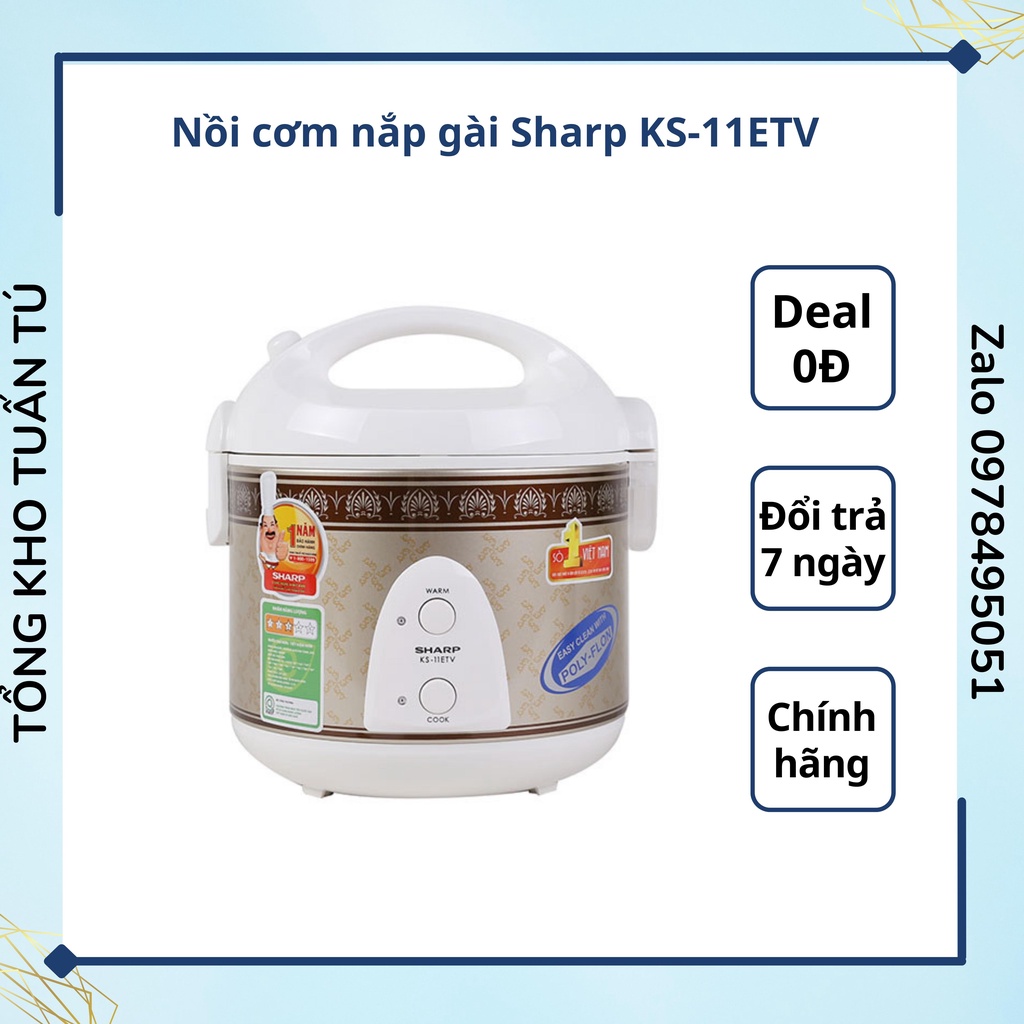 Nồi cơm nắp gài Sharp KS-11ET 1L nồi nhôm nấu nhanh hàng chính hãng. Hàng sẵn màu trắng. HÀNG NHẬP KHẨU THÁI LAN