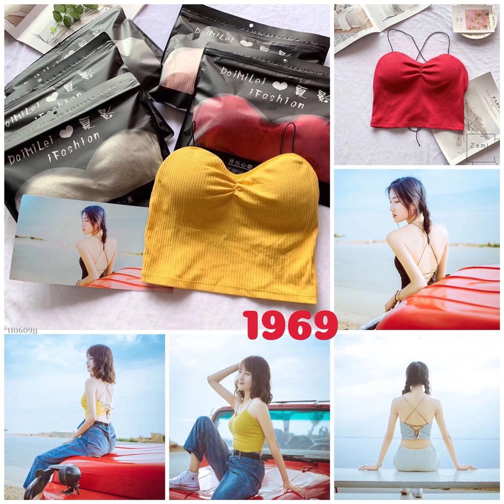 Áo Bra đan dây sau lưng siêu chảnh túi zip xịn sò