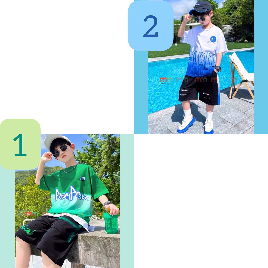 Bộ đồ bé trai hiphop thun cotton cao cấp co dãn thoải mái size nhí đại cồ cho bé 9kg đến 55kg