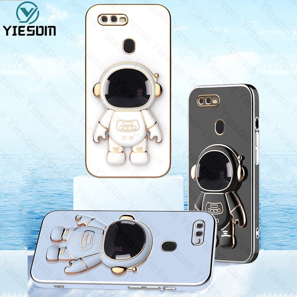 Ốp Điện Thoại Silicon Mềm Có Giá Đỡ Hình Vuông Mạ Sang Trọng Cho OPPO F9 F11 Pro F7 F5 F11 F9 Reno 4 2F 2