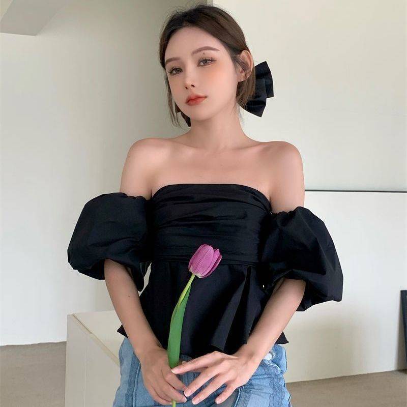 Áo Croptop Trễ Vai Tay Phồng Thời Trang Mùa Hè Phong Cách Hàn Quốc Mới 2022