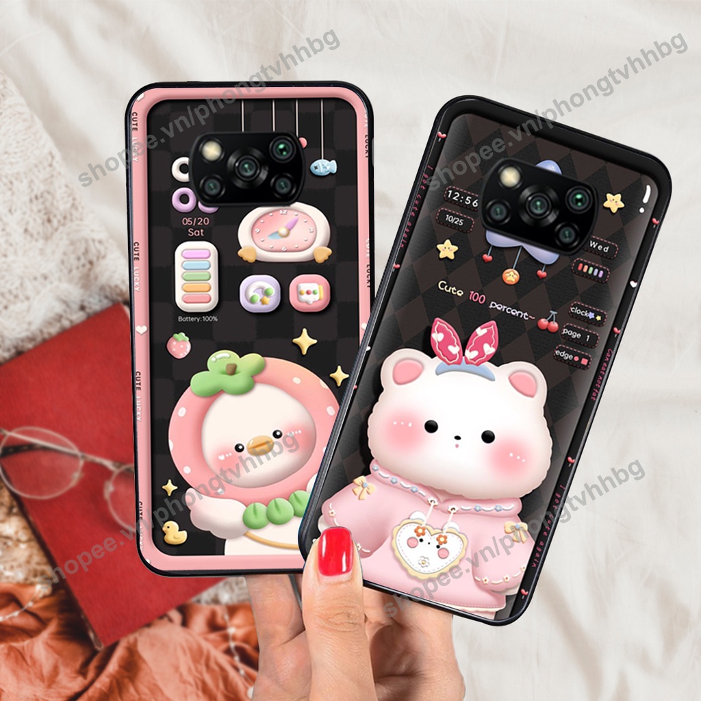 Ốp lưng Xiaomi Poco X3 / Poco X3 Pro gấu,thỏ trắng , đồng hồ dễ thương cute cực đẹp