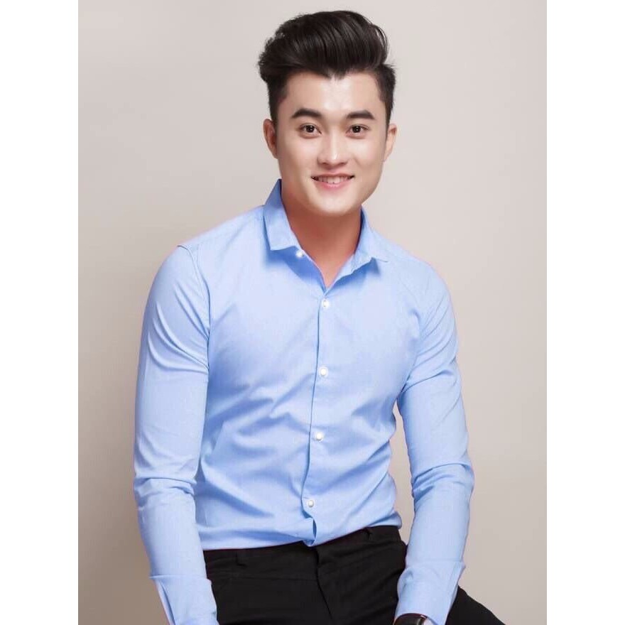 Áo sơ mi nam màu xanh nhạt cổ bẻ