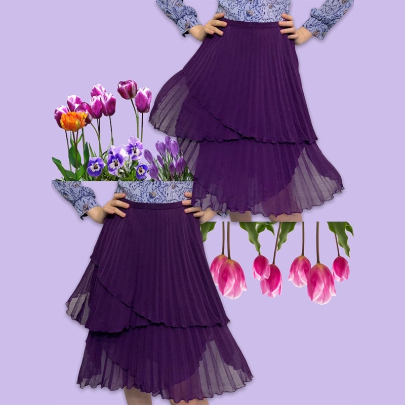 Chân váy nhiều mẫu và Áo croptop đen