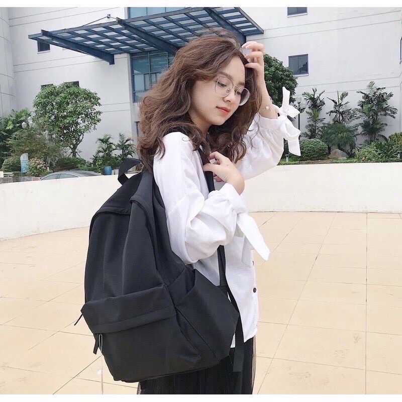 Balo đi học trơn thời trang uzllang giá rẻ phong cách Hàn Quốc vừa Laptop