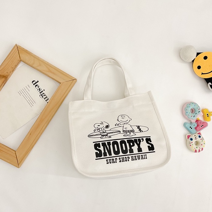 Túi Xách Vải canvas Cỡ Lớn Đa Năng In Hoạt Hình Snoopy Dễ Thương