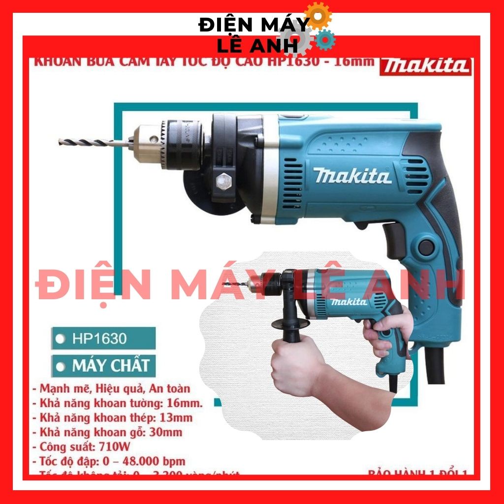 ┅Máy khoan đục tường bê tông bắt bắn vít Makita HP1630 chính hãng đa chức năng mini giá rẻ dùng điện cầm tay