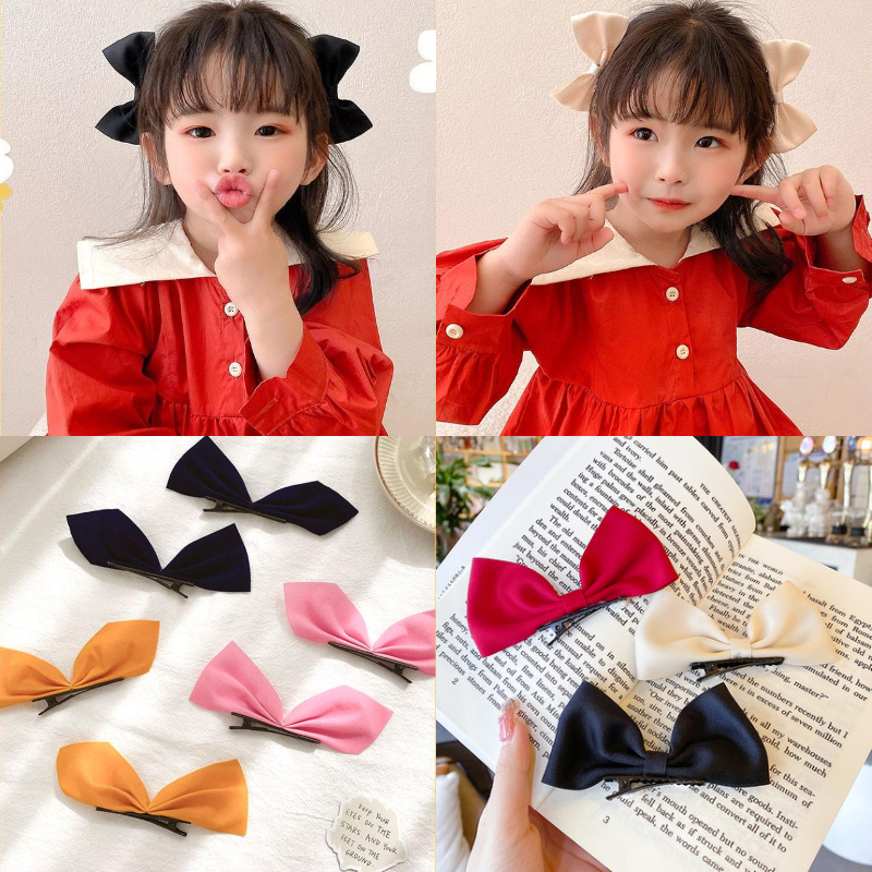 Kẹp tóc nơ gấp đôi kích thước nhỏ thời trang Hàn Quốc dễ thương nhiều màu tùy chọn dành cho trẻ em