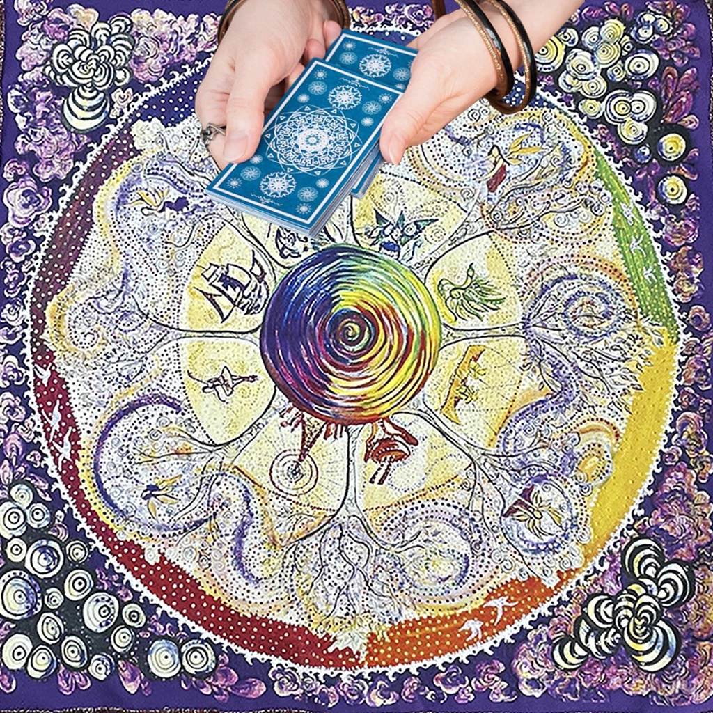 Khăn Trải Bàn Thẻ Bài Tarot Hình Vuông Nhiều Màu Sắc