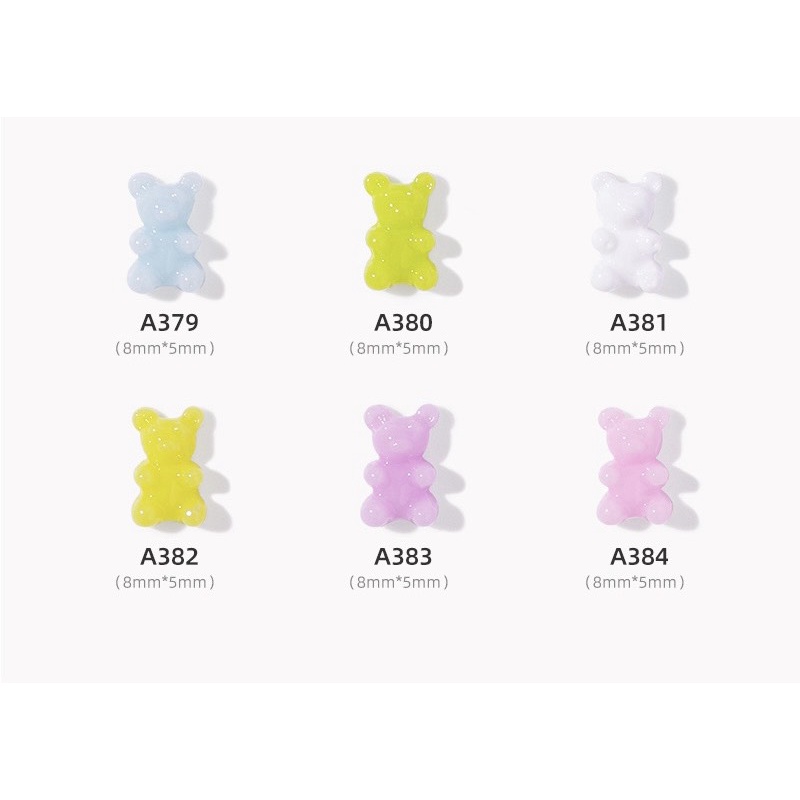 Charm (C343) slime/ Dụng Cụ Charm Trang Trí/ Làm Nail [Ko Keo &amp; Nút] Hình Gấu màu Pastel - Giá 1 cái ưu