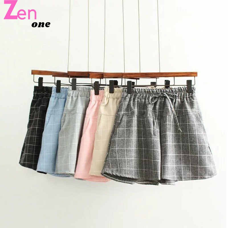 Quần đùi nữ ZenOne , quần short dáng giả váy kẻ caro chất liệu kaki mềm  mại giặt máy không lo bung chỉ , phai màu. | BigBuy360 - bigbuy360.vn