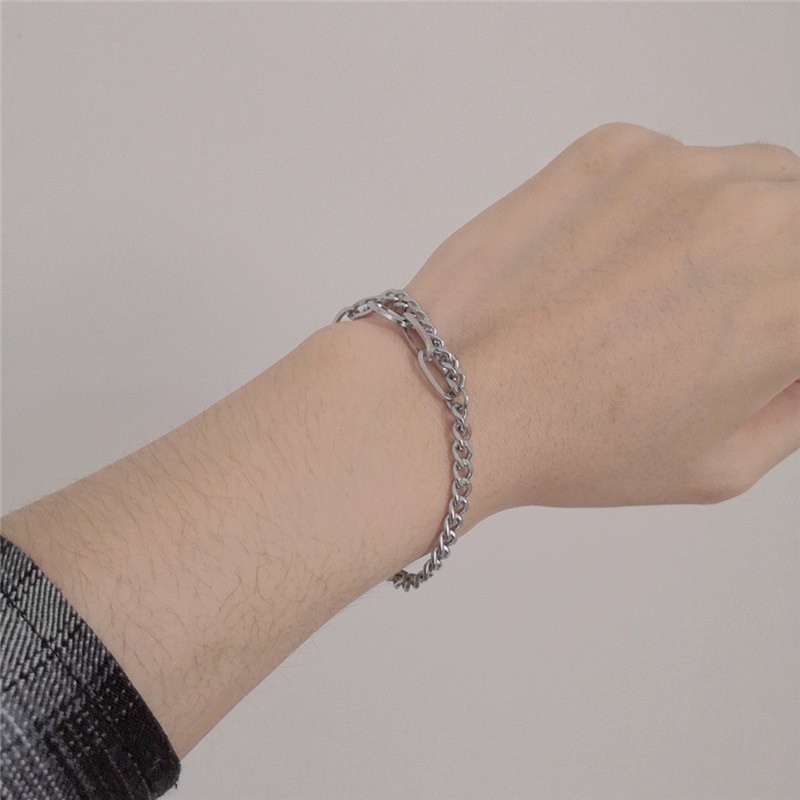 Lắc tay mắt xích nam nữ Unisex thép titan không gỉ thiết kế Đơn Giản thời trang Hàn Quốc