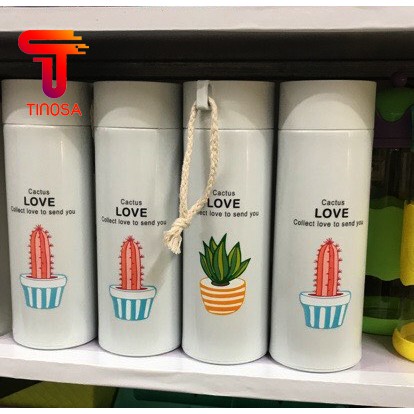 Bình Thủy Tinh Bọc Nhựa Lúa Mạch Xương Rồng Cactus Love 400ml. bình chống vỡ, chống va đập