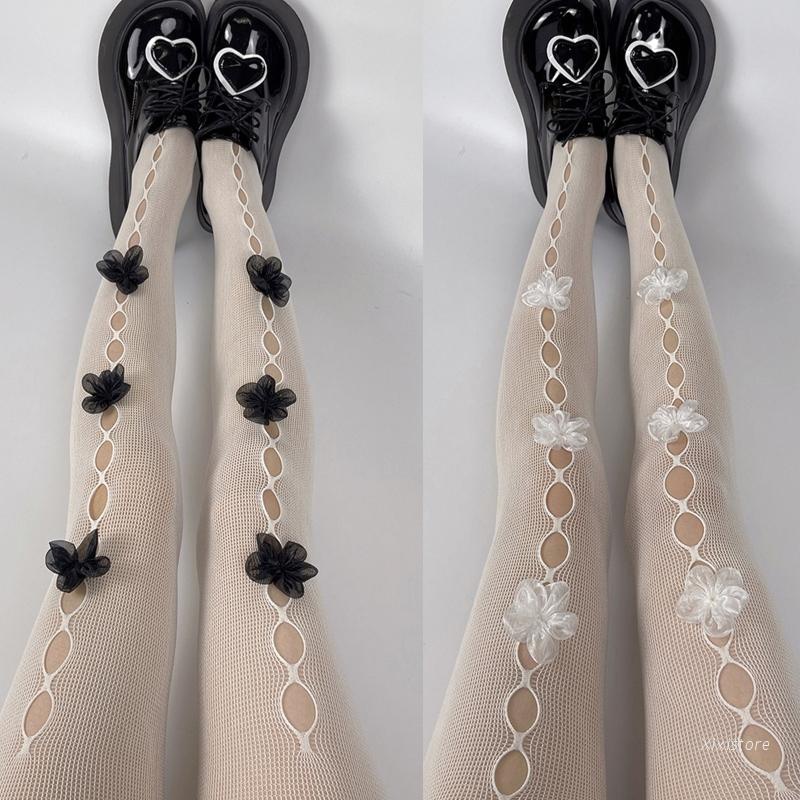 XIXI Quần Tất Lưới Đính Hoa Phong Cách Lolita Ngọt Ngào Cho Nữ