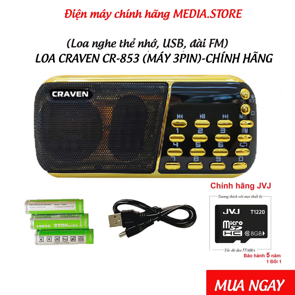 Máy nghe pháp, loa tắm ngôn ngữ, nghe kinh phật Craven 836s( 2 pin), craven 853(3pin), đài Fm, có khe cắm thẻ nhớ, USB