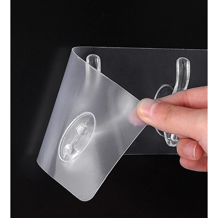 Móc dán tường treo đồ đa năng siêu dính (dạng Thanh mềm) gồm 6 móc cỡ 36x6cm km18013