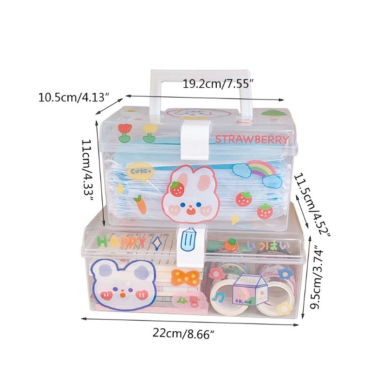 Hộp Đựng Mỹ Phẩm Bằng Nhựa Trong Suốt Sức Chứa Lớn Họa Tiết Hoạt Hình Dễ Thương