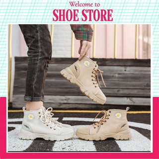 Bốt Nữ Cao Cổ 💖FREESHIP💖 Bốt Huy Hiệu Hoa Cúc- Bốt Chất Liệu Vải Hot Dễ Mix Đồ