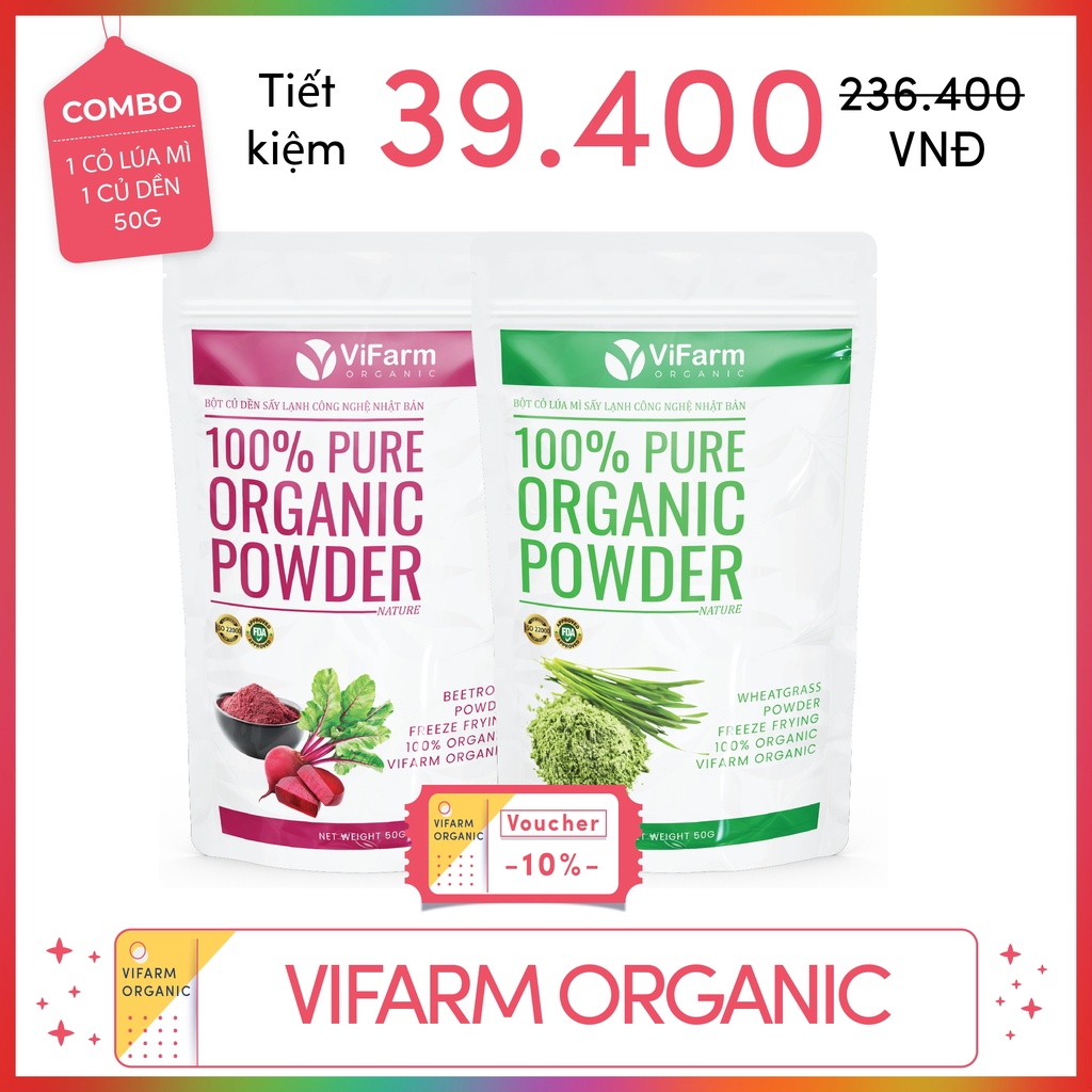 Bột Cỏ Lúa Mì Nguyên Chất 100% ViFarm 50Gram