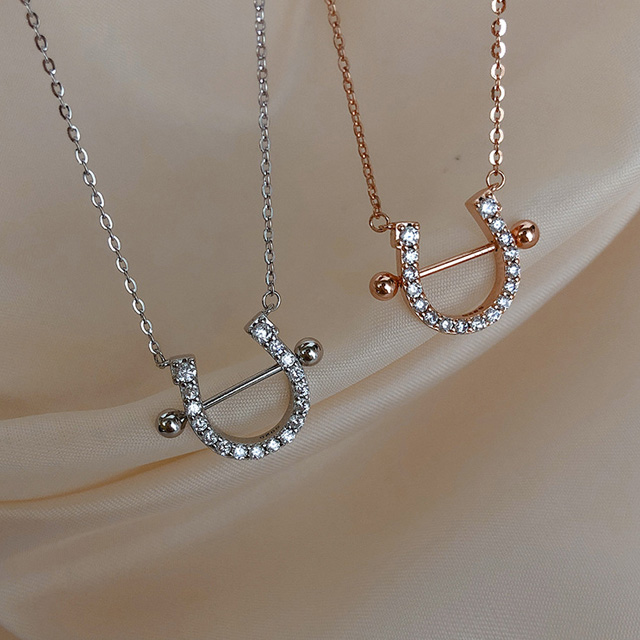 Vòng cổ Mạ Bạc 925 Hình Móng Ngựa Đính Đá Zircon