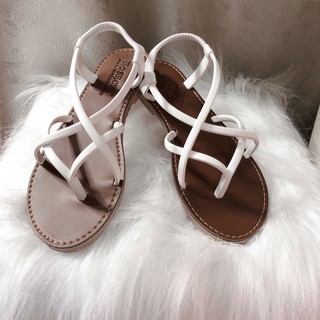 H3Shoes - Sandal Sandan nữ quai chéo xỏ ngón mặt da đế bệt 7cm 2 quai dây xi
