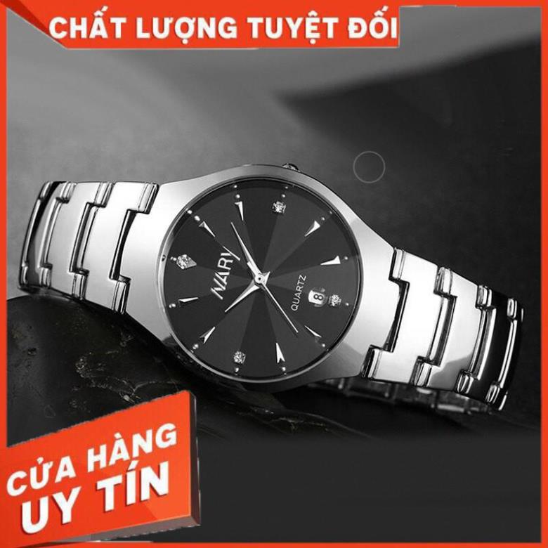 FreeShip Đồng Hồ Đôi Nam Nữ Chính Hãng NARY Dây Thép Thời Trang Cao Cấp Không Gỉ Mặt Đính Đá Đẹp Sang Trọng Giá Rẻ