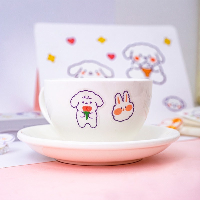 Sticker cute dán sổ dán mũ bảo hiểm điện thoại chai lọ bàn ghế trang trí cá nhân Set 4 tấm K48