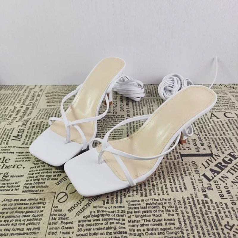 Giày Sandal Nữ Dây Buộc Cổ Chân Tôn Dáng Hót Hít 7 Phân Gót Nhọn K7